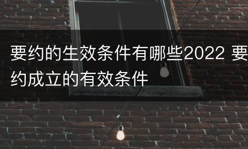 要约的生效条件有哪些2022 要约成立的有效条件