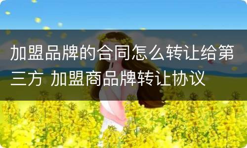 加盟品牌的合同怎么转让给第三方 加盟商品牌转让协议