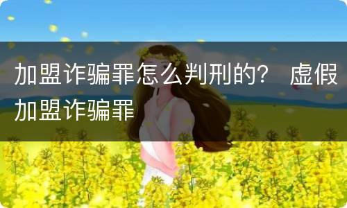 加盟诈骗罪怎么判刑的？ 虚假加盟诈骗罪