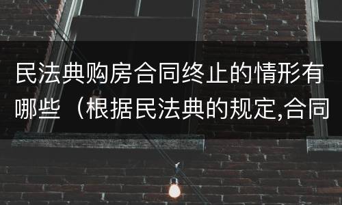 民法典购房合同终止的情形有哪些（根据民法典的规定,合同终止的原因有）