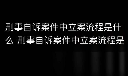 刑事自诉案件中立案流程是什么 刑事自诉案件中立案流程是什么规定
