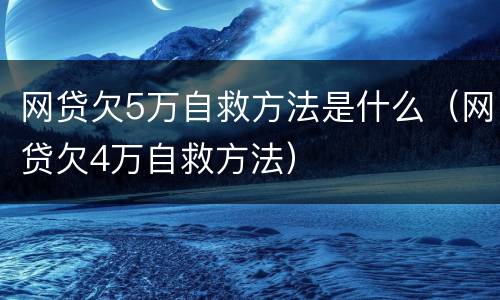 网贷欠5万自救方法是什么（网贷欠4万自救方法）