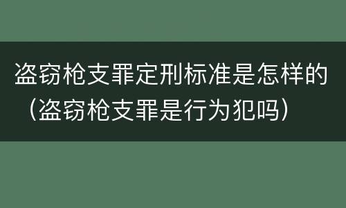 盗窃枪支罪定刑标准是怎样的（盗窃枪支罪是行为犯吗）