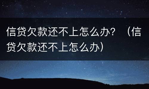 信贷欠款还不上怎么办？（信贷欠款还不上怎么办）