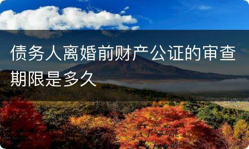 债务人离婚前财产公证的审查期限是多久