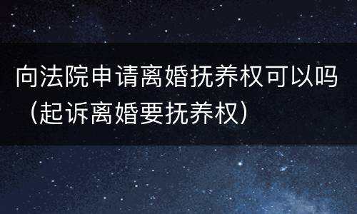 向法院申请离婚抚养权可以吗（起诉离婚要抚养权）