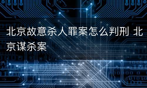 北京故意杀人罪案怎么判刑 北京谋杀案