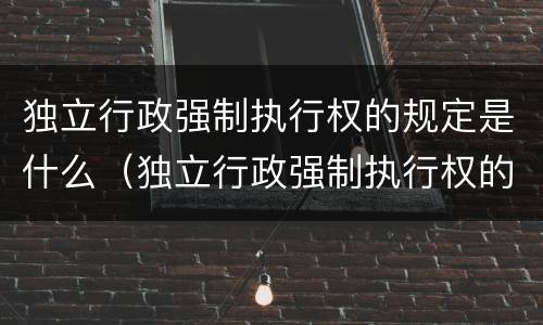 独立行政强制执行权的规定是什么（独立行政强制执行权的规定是什么时候实施）
