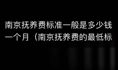 南京抚养费标准一般是多少钱一个月（南京抚养费的最低标准是多少）