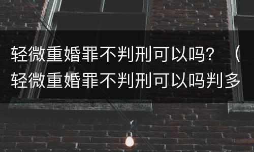 轻微重婚罪不判刑可以吗？（轻微重婚罪不判刑可以吗判多久）