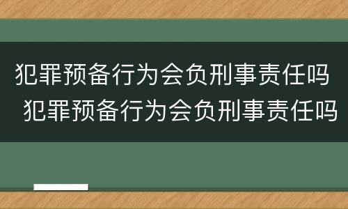 犯罪预备行为会负刑事责任吗 犯罪预备行为会负刑事责任吗知乎
