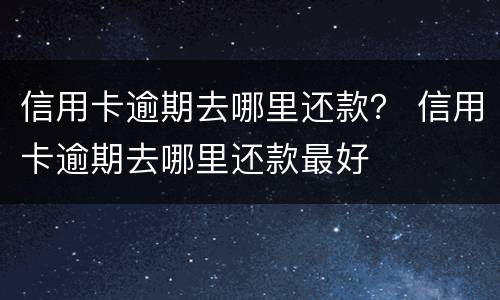信用卡逾期去哪里还款？ 信用卡逾期去哪里还款最好