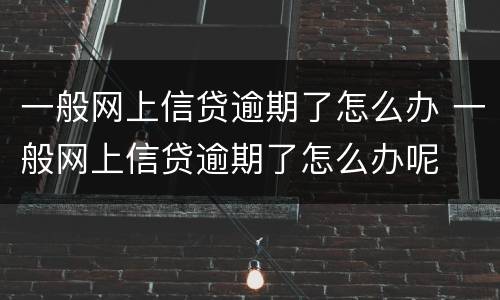 一般网上信贷逾期了怎么办 一般网上信贷逾期了怎么办呢