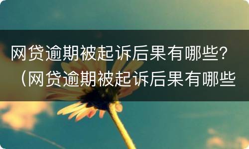 网贷逾期被起诉后果有哪些？（网贷逾期被起诉后果有哪些呢）