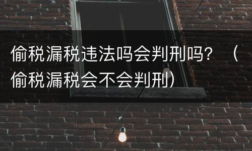 偷税漏税违法吗会判刑吗？（偷税漏税会不会判刑）