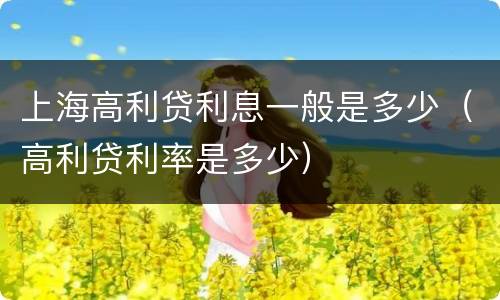 上海高利贷利息一般是多少（高利贷利率是多少）