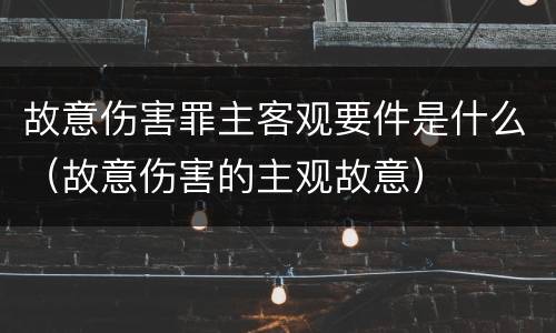 故意伤害罪主客观要件是什么（故意伤害的主观故意）