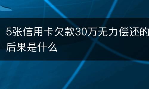 5张信用卡欠款30万无力偿还的后果是什么