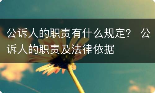 公诉人的职责有什么规定？ 公诉人的职责及法律依据