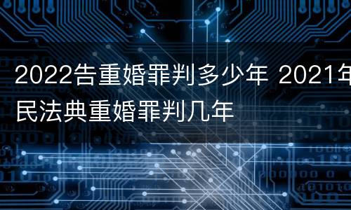2022告重婚罪判多少年 2021年民法典重婚罪判几年