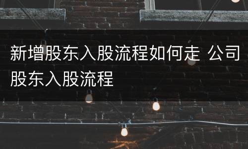 新增股东入股流程如何走 公司股东入股流程