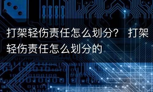 打架轻伤责任怎么划分？ 打架轻伤责任怎么划分的