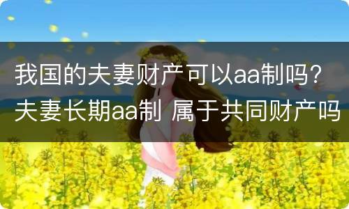 我国的夫妻财产可以aa制吗? 夫妻长期aa制 属于共同财产吗
