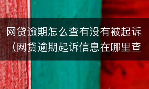网贷逾期怎么查有没有被起诉（网贷逾期起诉信息在哪里查）