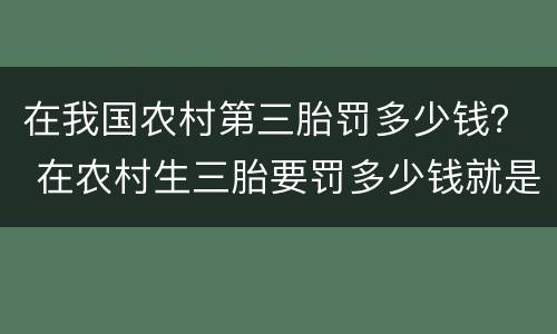 在我国农村第三胎罚多少钱？ 在农村生三胎要罚多少钱就是现在