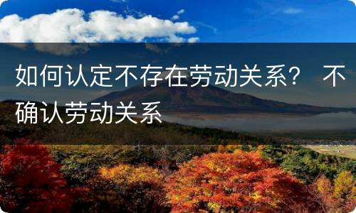 如何认定不存在劳动关系？ 不确认劳动关系