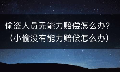 偷盗人员无能力赔偿怎么办？（小偷没有能力赔偿怎么办）