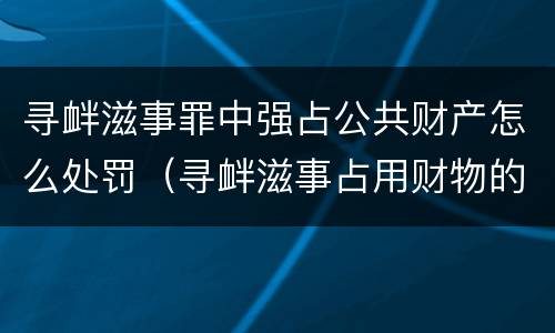 寻衅滋事罪中强占公共财产怎么处罚（寻衅滋事占用财物的价值）