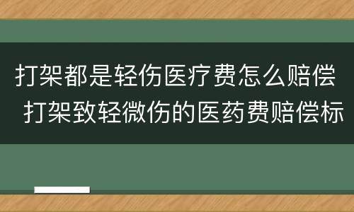 打架都是轻伤医疗费怎么赔偿 打架致轻微伤的医药费赔偿标准