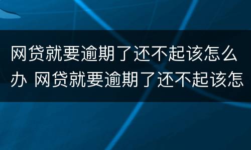 网贷就要逾期了还不起该怎么办 网贷就要逾期了还不起该怎么办呀