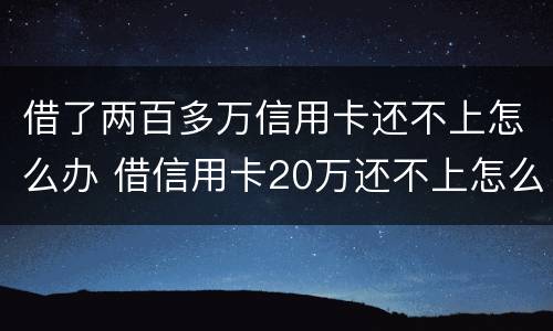 借了两百多万信用卡还不上怎么办 借信用卡20万还不上怎么办