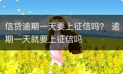信贷逾期一天要上征信吗？ 逾期一天就要上征信吗