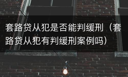 套路贷从犯是否能判缓刑（套路贷从犯有判缓刑案例吗）
