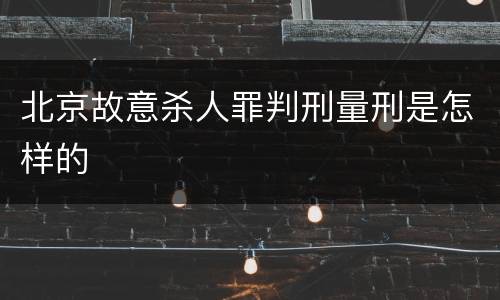 北京故意杀人罪判刑量刑是怎样的