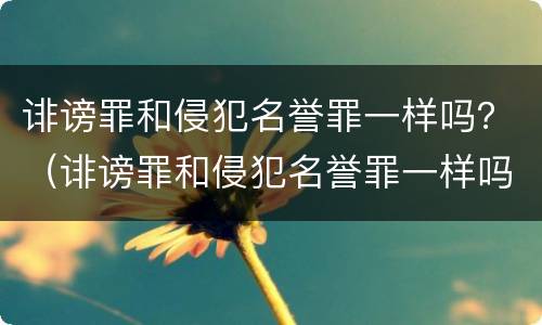 诽谤罪和侵犯名誉罪一样吗？（诽谤罪和侵犯名誉罪一样吗判多少年）