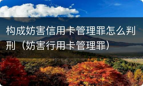 构成妨害信用卡管理罪怎么判刑（妨害行用卡管理罪）