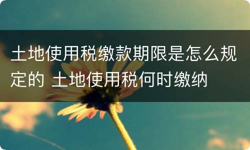 土地使用税缴款期限是怎么规定的 土地使用税何时缴纳