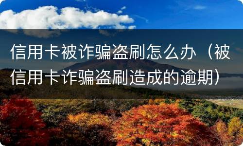 信用卡被诈骗盗刷怎么办（被信用卡诈骗盗刷造成的逾期）