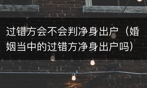 过错方会不会判净身出户（婚姻当中的过错方净身出户吗）