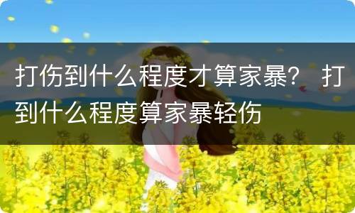 打伤到什么程度才算家暴？ 打到什么程度算家暴轻伤