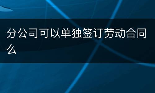 分公司可以单独签订劳动合同么