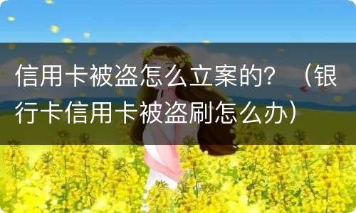 信用卡被盗怎么立案的？（银行卡信用卡被盗刷怎么办）