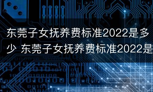 东莞子女抚养费标准2022是多少 东莞子女抚养费标准2022是多少呢