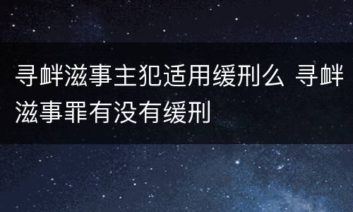 寻衅滋事主犯适用缓刑么 寻衅滋事罪有没有缓刑