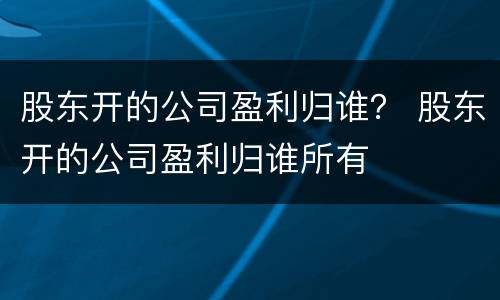 股东开的公司盈利归谁？ 股东开的公司盈利归谁所有
