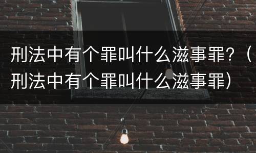 刑法中有个罪叫什么滋事罪?（刑法中有个罪叫什么滋事罪）
